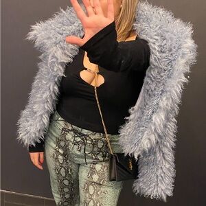 Fashion Nova blue fuzzy jacket